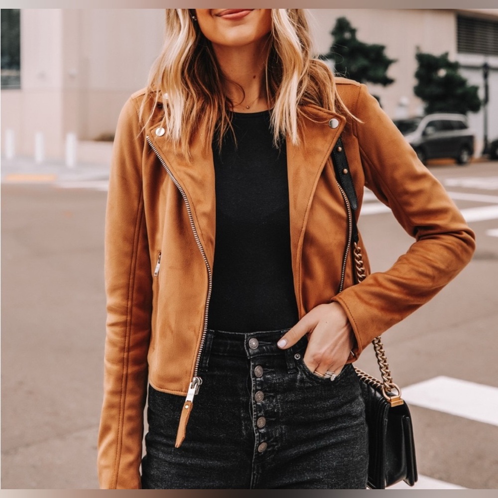 Tan Leather Jacket for Women from Abercrombie & Fitch